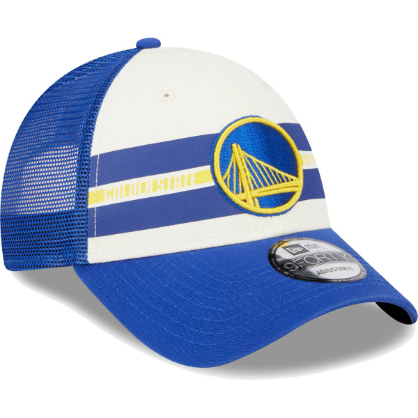 Бейсболка Golden State Warriors New Era Royal Stripes 9FORTY Trucker