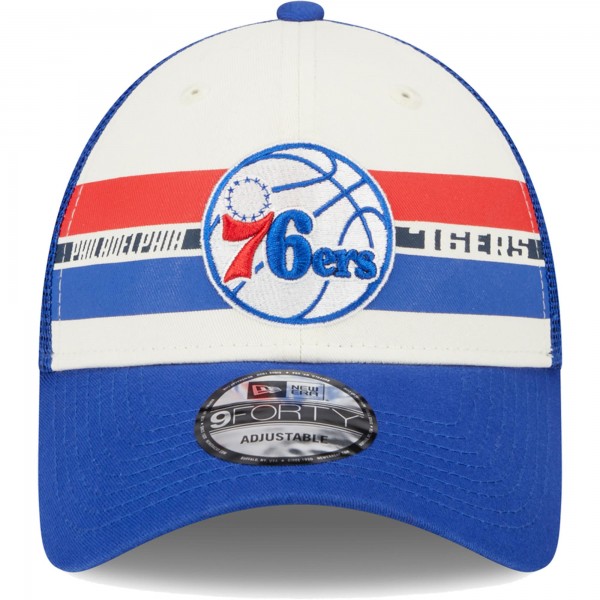 Бейсболка Philadelphia 76ers New Era Stripes 9FORTY Trucker - Royal