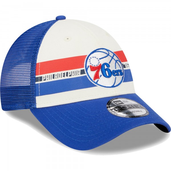 Бейсболка Philadelphia 76ers New Era Stripes 9FORTY Trucker - Royal
