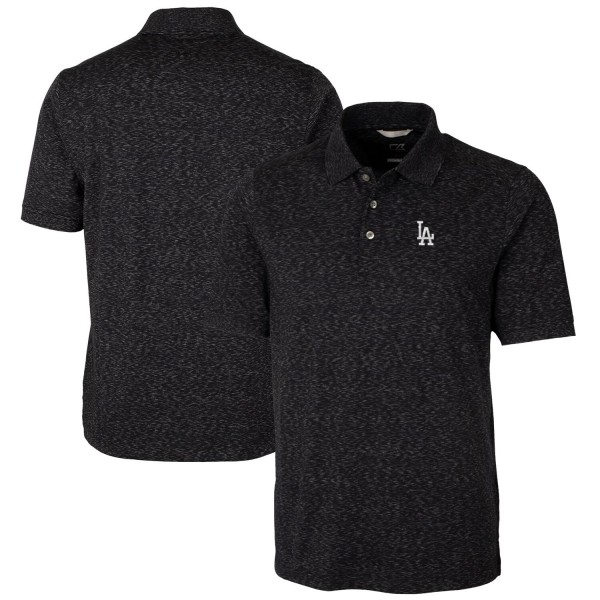 Los Angeles Dodgers Cutter & Buck Heathered Black Advantage Space Dye Tri-Blend Polo