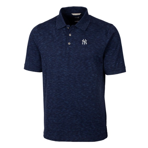 New York Yankees Cutter & Buck Heathered Navy Advantage Space Dye Tri-Blend Polo