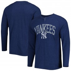 New York Yankees Concepts Sport Navy Inertia Raglan Long Sleeve Henley Top