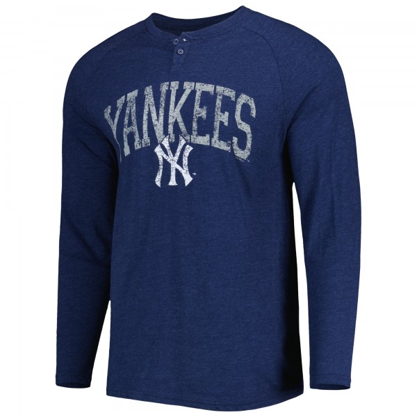 New York Yankees Concepts Sport Navy Inertia Raglan Long Sleeve Henley Top