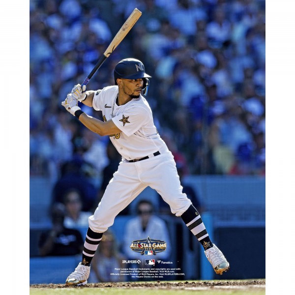 Unsigned Los Angeles Dodgers Mookie Betts Fanatics Authentic Bats in White Jersey at the 2022 MLB All-Star Game Photograph