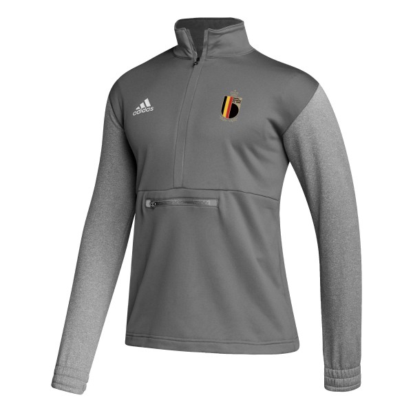 Belgium National Team adidas Crest Long Sleeve Half-Zip Top - Gray