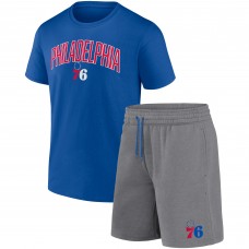 Шорты Футболка Philadelphia 76ers Arch & Combo Set - Royal/Heather Gray