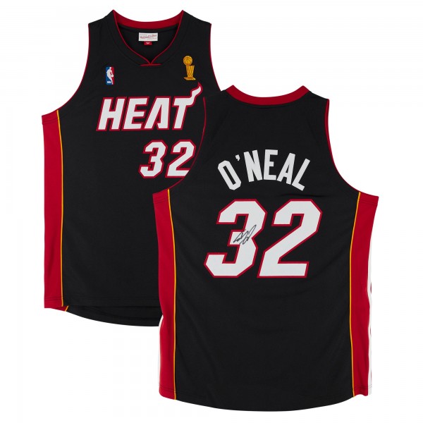 Autographed Miami Heat Shaquille ONeal Fanatics Authentic Mitchell & Ness with Trophy Patch 2005-06 Authentic Jersey