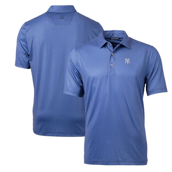 New York Yankees Cutter & Buck Navy Pike Banner Print Polo