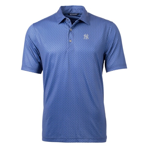 New York Yankees Cutter & Buck Navy Pike Banner Print Polo