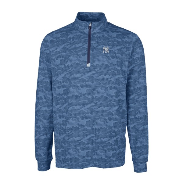 Кофта на короткой молнии New York Yankees Cutter & Buck Traverse Camo Print Stretch - Navy