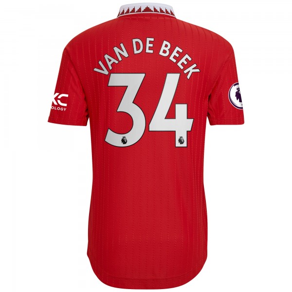 Игровая форма  Donny Van De Beek Manchester United adidas 2022/23 Home Authentic Player - Red
