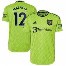Игровая форма  Tyrell Malacia Manchester United adidas 2022/23 Third Authentic Player - Neon Green