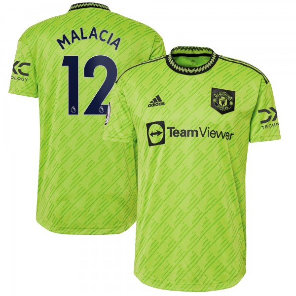 Игровая форма  Tyrell Malacia Manchester United adidas 2022/23 Third Authentic Player - Neon Green