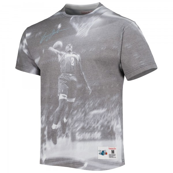 Футболка Larry Johnson Charlotte Hornets Mitchell & Ness Above The Rim - Heather Gray