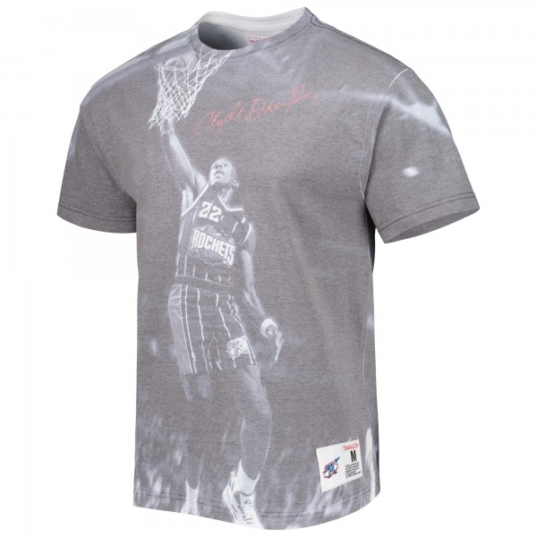 Футболка Clyde Drexler Houston Rockets Mitchell & Ness Above The Rim - Heather Gray