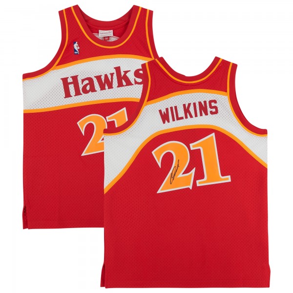 Игровая джерси Autographed Atlanta Hawks Dominique Wilkins Fanatics Authentic Red Mitchell & Ness 1986 Replica