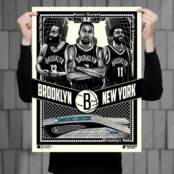 Brooklyn Nets Phenom Gallery 18 x 24 18 x 24 Big Three Serigraph