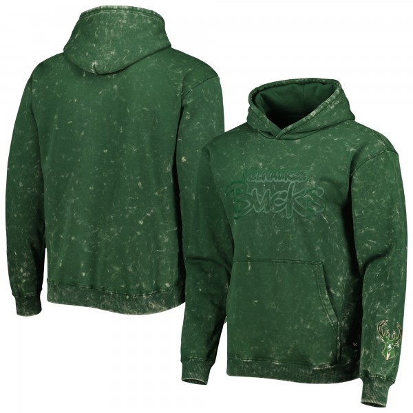 Unisex Milwaukee Bucks The Wild Collective Hunter Green Tonal Acid Wash Pullover Hoodie
