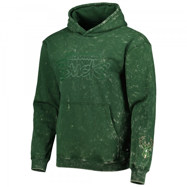 Unisex Milwaukee Bucks The Wild Collective Hunter Green Tonal Acid Wash Pullover Hoodie