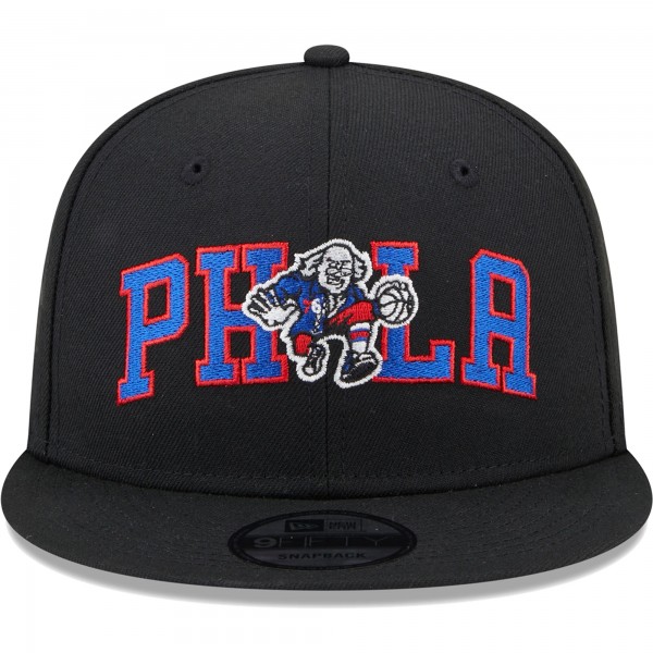 Бейсболка Philadelphia 76ers New Era Logo Blend 9FIFTY - Black