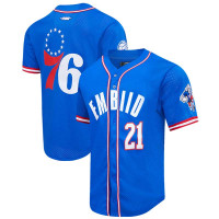 Philadelphia 76ers Joel Embiid Pro Standard Royal Capsule Baseball Button-Up Shirt