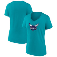 Женская футболка Charlotte Hornets Aqua Logo V-Neck