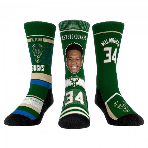 Носки Giannis Antetokounmpo Milwaukee Bucks Rock Em Youth Three-Pack Crew