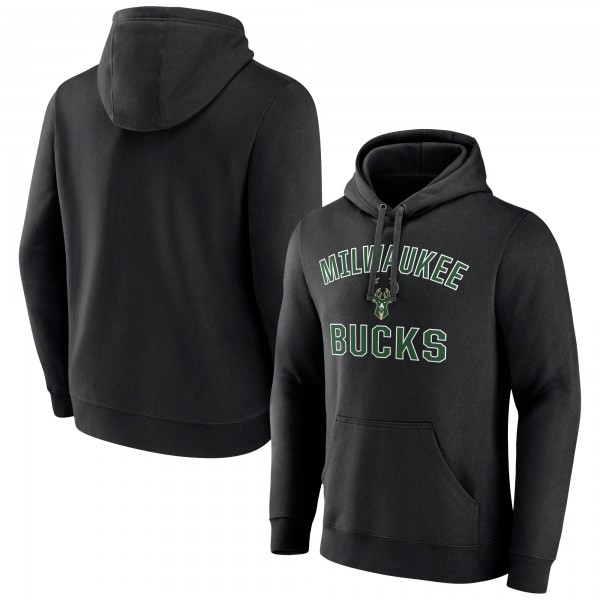 Milwaukee Bucks Black Victory Arch Pullover Hoodie