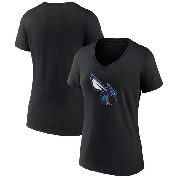 Женская футболка Charlotte Hornets Black Alternate Logo V-Neck
