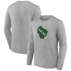 Футболка с длинным рукавом Milwaukee Bucks Alternate Logo - Gray