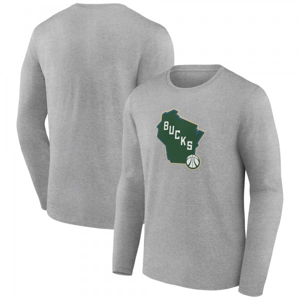 Футболка с длинным рукавом Milwaukee Bucks Alternate Logo - Gray