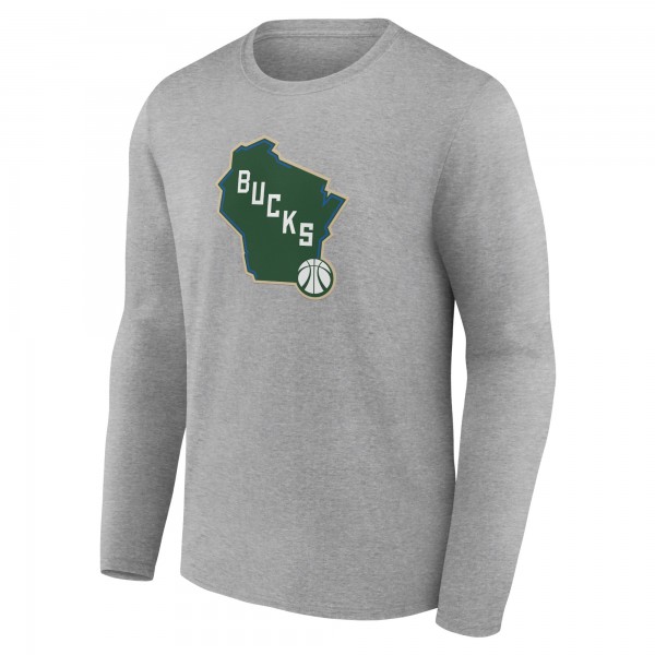 Футболка с длинным рукавом Milwaukee Bucks Alternate Logo - Gray