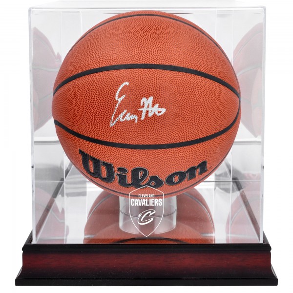 Autographed Cleveland Cavaliers Evan Mobley Fanatics Authentic Wilson 2022 Replica Basketball with Mahogany Team Logo Display Case