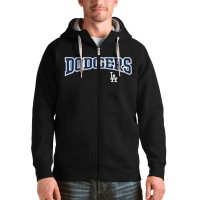 Los Angeles Dodgers Antigua Black Team Logo Victory Full-Zip Hoodie