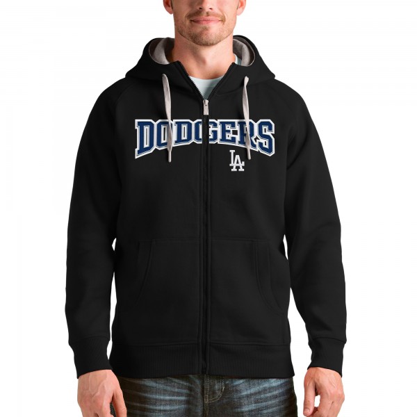 Los Angeles Dodgers Antigua Black Team Logo Victory Full-Zip Hoodie