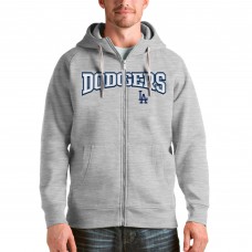 Los Angeles Dodgers Antigua Heather Gray Team Logo Victory Full-Zip Hoodie