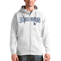 Los Angeles Dodgers Antigua White Team Logo Victory Full-Zip Hoodie