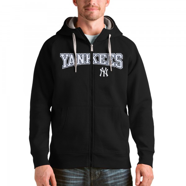 Толстовка на молнии New York Yankees Antigua Black Team Logo Victory