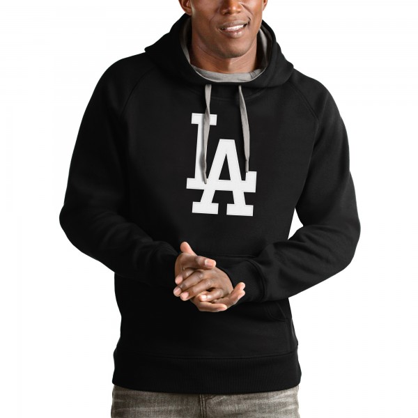 Los Angeles Dodgers Antigua Black Victory Pullover Team Logo Hoodie