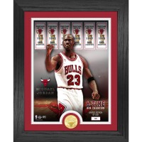 Chicago Bulls Michael Jordan Highland Mint 6-Time NBA Finals Champion 13 x 16 Bronze Coin Banner Photo Mint
