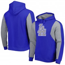 Los Angeles Dodgers Mitchell & Ness Royal/Heather Gray Colorblocked Fleece Pullover Hoodie
