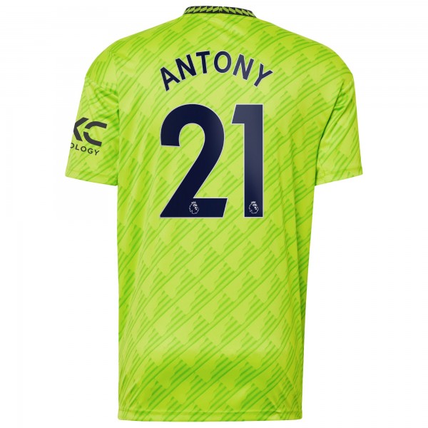 Игровая форма  Antony Manchester United adidas 2022/23 Third Replica Player - Neon Green
