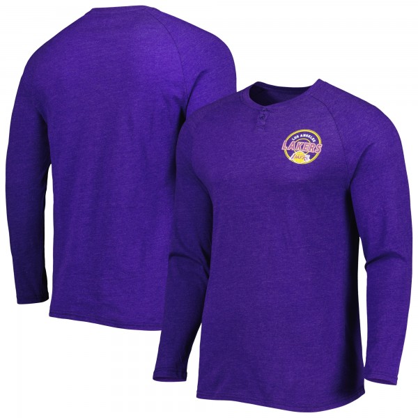 Футболка с длинным рукавом Los Angeles Lakers Concepts Sport Left Chest Henley Raglan - Heathered Purple