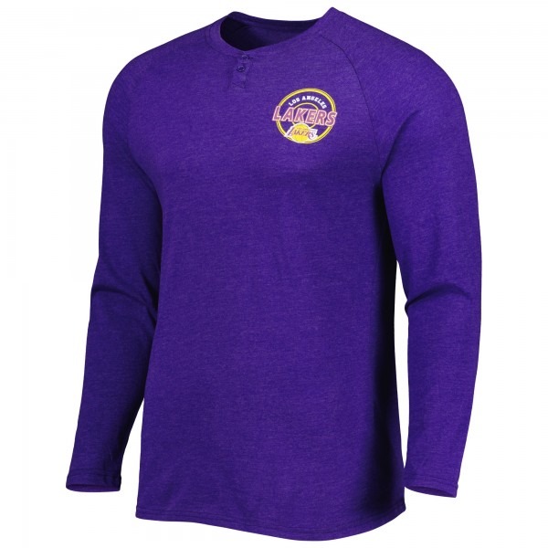 Футболка с длинным рукавом Los Angeles Lakers Concepts Sport Left Chest Henley Raglan - Heathered Purple