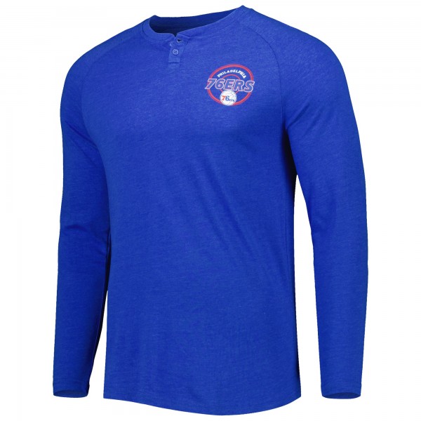 Футболка с длинным рукавом Philadelphia 76ers Concepts Sport Left Chest Henley Raglan - Heathered Royal