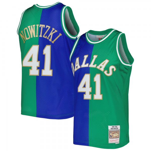 Игровая форма Dirk Nowitzki Dirk Nowitzki Mitchell & Ness Hardwood Classics 1998/2019 Split Swingman - Blue/Green