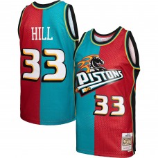 Grant Hill Detroit Pistons Mitchell & Ness Hardwood Classics 1999-00 Split Swingman Jersey - Teal/Red
