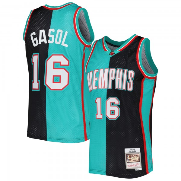 Игровая форма  Pau Gasol Memphis Grizzlies Mitchell & Ness Hardwood Classics 2001-02 Split Swingman - Black/Turquoise