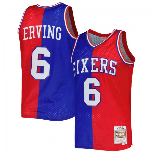 Игровая форма  Julius Erving Philadelphia 76ers Mitchell & Ness Hardwood Classics 1982-83 Split Swingman - Royal/Red