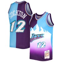 Игровая форма  John Stockton Utah Jazz Mitchell & Ness Hardwood Classics 1996/97 Split Swingman - Purple/Turquoise